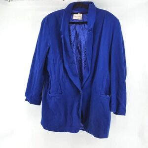 Vintage Roberta Lawrence Royal Blue Wool Blend Blazer Jacket Medium Business